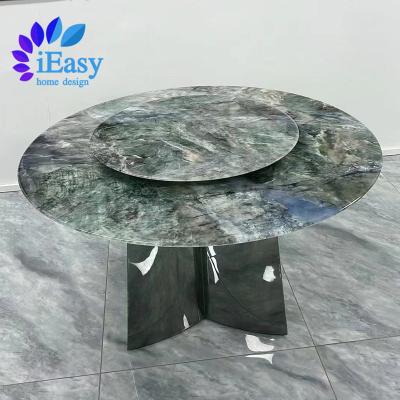 China Adjustable (other) iEasy luxury PVD coated stainless steel leg lazy susan round dinning table set marble dining table set marble dining table for sale