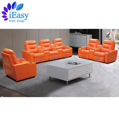 China Cooling iEasy newest custom luxury high quality wholesale price living room furniture 1 2 3 seater 100% pure leather recliner sofa set for sale