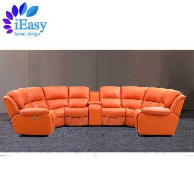 China Cooling iEasy China top grain genuine leather home theater latest big size electric power reclining u shape sofa design u shape sofa set for sale