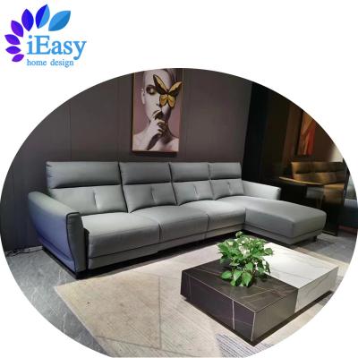 China Cooling iEasy furniture  DIY imported genuine leather italy design grey L shape corner couch living room recliner leather recliner sofa for sale