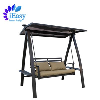 China Contemporary iEasy hot sale solar energy courtyard leisure garden patio swing outdoor patio swing outdoor swing chair with seat cushion for sale