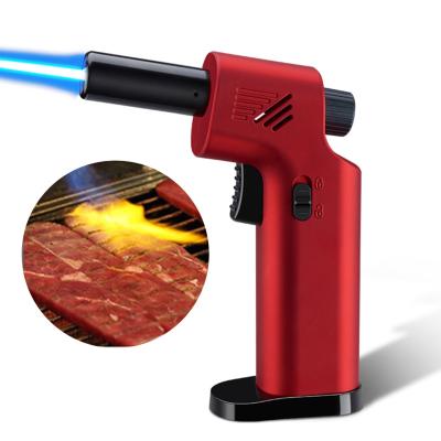 China Regular Newcomers Flame Reaches1000-1300 2022 Cooking Tools Inverted 6.5G Ignition Gas Capacity Refillable Jet Torch Flame Lighter Gun Flamethrower for sale