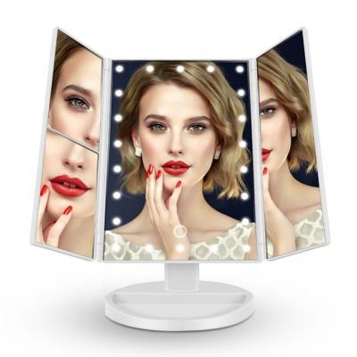 China Modern Modern LED Lighted Triple Storage Vanity Makeup Mirror Tray Cosmetic Mirror for sale