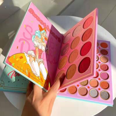 China New design 3 pages waterproof wholesale book blush highlight eyeshadow ice cream ladye cover and rainbow cover for sale