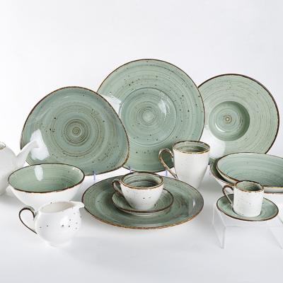 China Stocked Ceramic Restaurant Dinner Plate Set Porcelain Dinnerware for sale