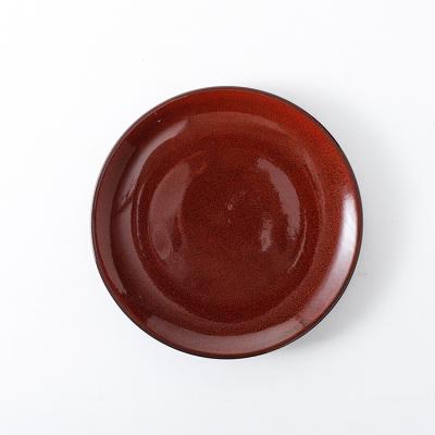 China Viable Wholesale Round Dinner Dish Bulk Ceramic Dishes,Red Ceramic Dinner Dishes For Restaurant for sale