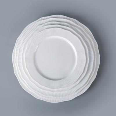 China Viable Superior Choice Bone China Flat Plates White Restaurant Tableware , Hotel Ware Rectangular Dishes Round Plate* for sale