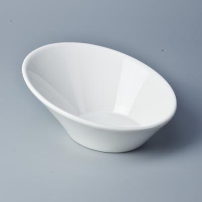 China Viable Bulk Ceramic Salad Bowl, Porcelain Elegant White Soup Bowl for sale