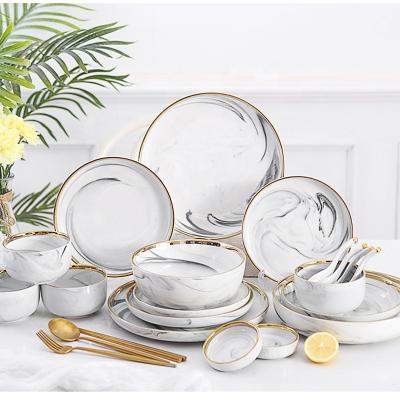 China Viable Hotel Provide Gold Rim Gray Marble Crockery, European Gold Rim Gray Luxury Marble, Coupe Soup Bowl for sale