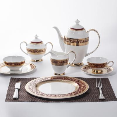 China Viable Luxury Tableware Bone China Decal Dinnerware Tea Set, Modern Luxury Cafe Restaurant Dinnerware Set for sale