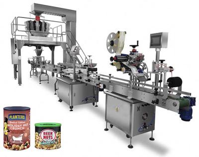 China Automatic Snack Weighting Food Fill Raisin Seal Almond Salted Cashew Nut Bottle Can Filling Packing Machine for sale