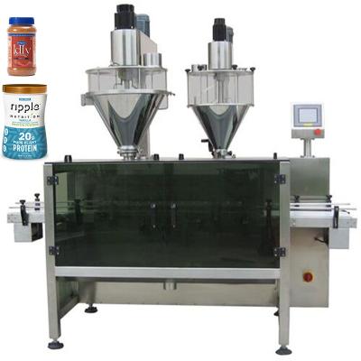 China Food Automatic Two Heads Bottle Cans Pepper Chilli Haldi Spices Masala Powder Filling Packing Machine for sale