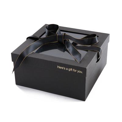 China Recycled Materials Logo Cardboard Custom Gift Boxes With Clear Window Packaging For Window Gift Box for sale