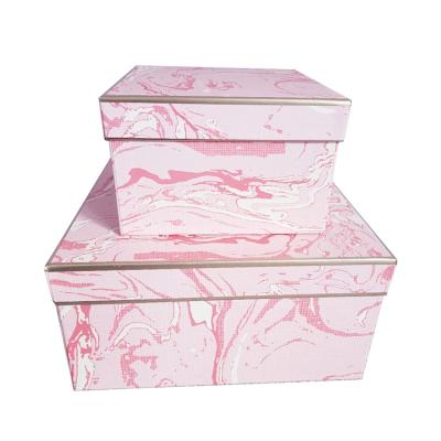 China New Recyclable High Quality Custom Print Pink Marble Storage Boxes With Gold Rim for sale