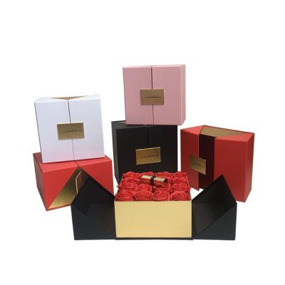 China Recycled Materials Wholesale Customized Luxury Preserved Flower Packaging Gift Boxes For Custom Gold Rose Square Flower Empty Flowers Small Box for sale