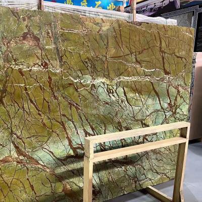 China Natural Mateiral Forest Green Marble Slabs Countertops Vanity Tops All Natural Stone Large Slabs Marble Indian Stone Cut To Size For Floor Tile for sale