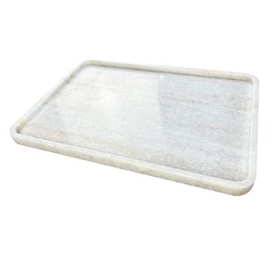 China Light And Convenient Factory Outlet 10 In 1 Customize White Wood Grain Marble Tray Serving Tray Rectangle Shape Marble Stone Marble Dish for sale