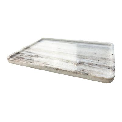 China Lightweight and Convenient Free Shipping 10 in 1 Customize Look White Wood Tray Rectangle Shape Marble Plate Texture Marble Tray Serving Tray for sale