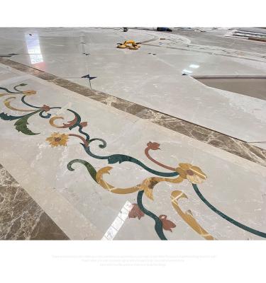 China Water-jet Yunfu Stone Supplier Customize Inlay Marble Slabs Project Natural Marble Waterjet Cut To Size Parquet Water-jet Medallion Slabs for sale