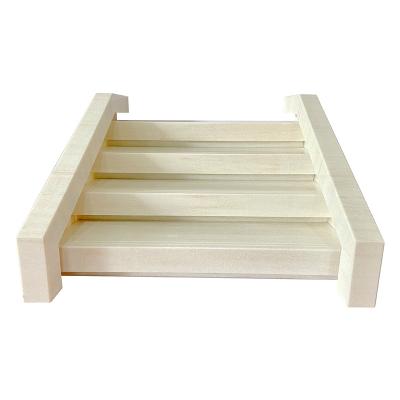 China Customizable Natural White Eurasian Wooden Marble Ladder Stairs Marble Grain Outlet Factory Mateiral Natural Marble Stairs Marble Staircase for sale