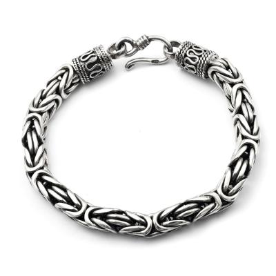 China 2020 New 925 Mens Punk Silver Jewelry Affirmation Snap On Bracelet for sale