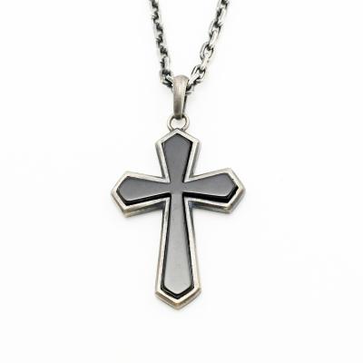 China New Design Punk/Hip Hop Punk And Rock Jewelry Plain Simple Vintage Onyx Cross Pendant For Men for sale