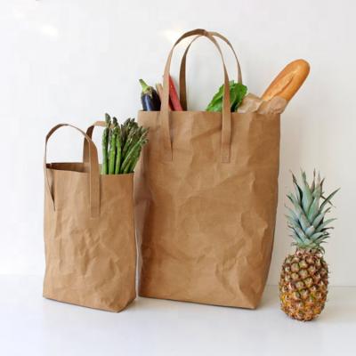 China Wholesale Handled Cheap Recycled Washable Kraft Paper Shopping Tote Bags for sale