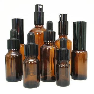 China 5ml 10ml 15ml 20ml 30ml 50ml 100ml Amber Essential Oil Bottle Cosmetic Spray Pump Dropper Bottle for sale