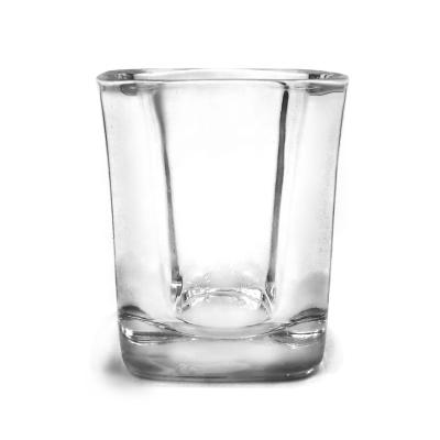 China Glass 60ml fashion style hotel restaurant spirit bottom thick whiskey tequila juice vodka square drinking shot glass for sale