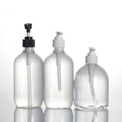 China Household Products Empty 500ml 300ml 250ml Clear Hand Soap PET Plastic Bottle With Pump for sale