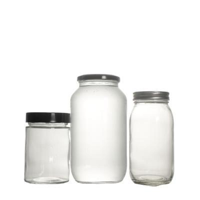 China Hot Selling CANDY Clear Food Storage 1oz 3oz 6oz 12oz 16oz 26oz Glass Jar With Lids for sale