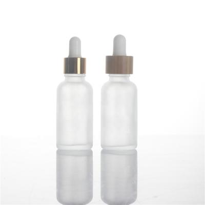 China 5ml 10ml 15ml 20ml 30ml 50ml 100ml Cosmetic Frosted Dropper Spray Pump Covers Green Blue Brown Amber Color Essential Oil Glass Bottles for sale