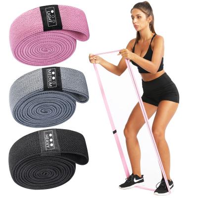 China Hip Resistance Exercise Band Set 3 Fabric Circle Resistance Bands Resistance Loop Bands Long Fabric Band For Home Workout for sale