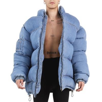 China Viable Mens xxxxl Oversized Bubble Stripper Down Denim Denim Jackets For Winter for sale