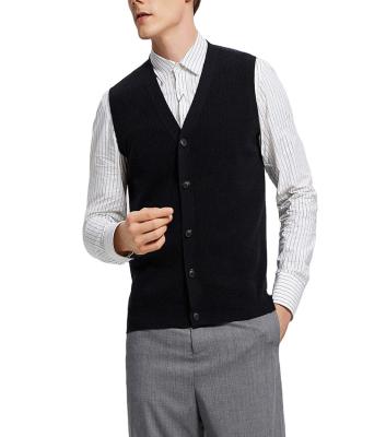 China Breathable Custom Classic Style Front Button Slim Fit Knitted V-Neck Mens Cardigan Vest for sale