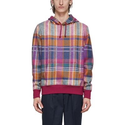 China New QUICK DRY pink blue wool plaid autumn hoodie long sleeve custom men's casual sweatshirt for sale