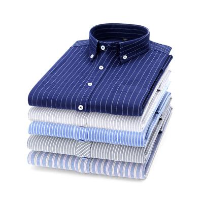 China Latest Classic Design Solid Color Long Sleeve Formal Striped Men's Breathable All-Match Shirt for sale