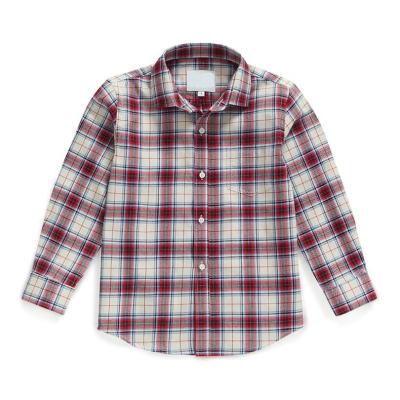 China New Fashion Anti Shrink Spring Check Flannel Long Sleeve Black And Red Shirts For Boys Kids for sale