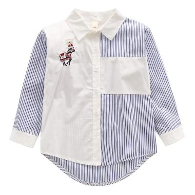 China New Arrival Spring Anti-Shrink 100%cotton Stripe Kids Clothing Girl Fashionable Long Sleeve Blouse Shirts for sale