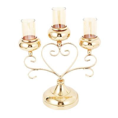 China ECO-frendly Factory Price Golden Crystal Tea Light Candle Holder Table Decor Romantic Candlestick for Party Wedding Gift for sale