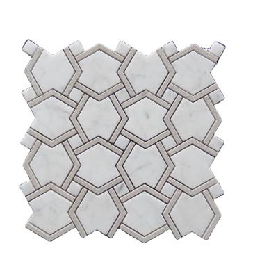 China Carrara Modern White Marble Mosaic CWMM1TRI-H Size: 12