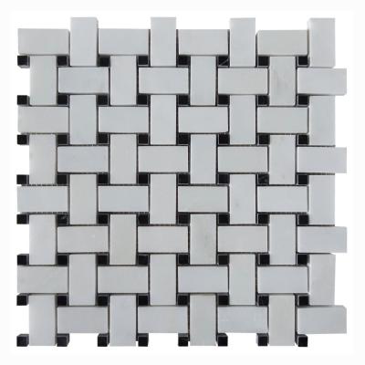 China China Modern White Mosaic Tile With Black Dots, Cheap Interior Marble Mosaic Tile for sale