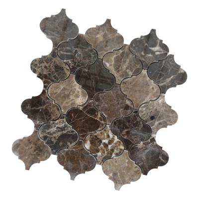 China Popular Dark Marble Flooring Emperador Mosaic, Lantern Mosaic Slab For Wall Interior for sale