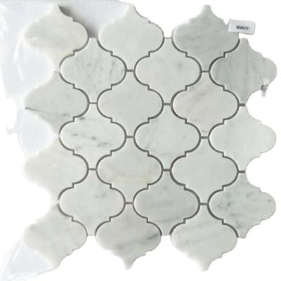 China Parquet Italy Bianco Carrara White Lantern Mosaic Slab For Wall And Floor for sale