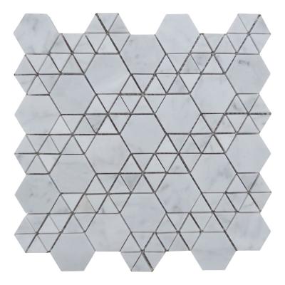 China Modern Carrara Mosaic Triangle Mixed Hexagon Porcelain Supply White Marble Mosaic Tile for sale