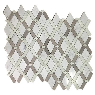 China Carrara Diamond Mosaic Marble Flooring for sale