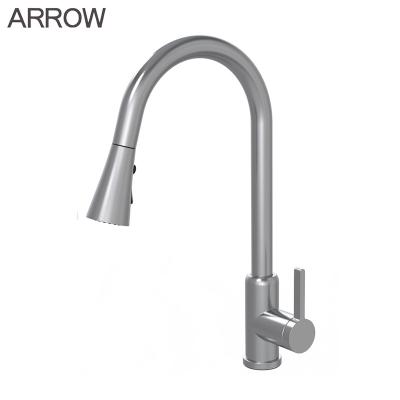 China ARROW Polished SUS304 Faucet Kitchen Pull Out Spout Hot & Cold Water Kitchen Sink Mixers Tap for sale