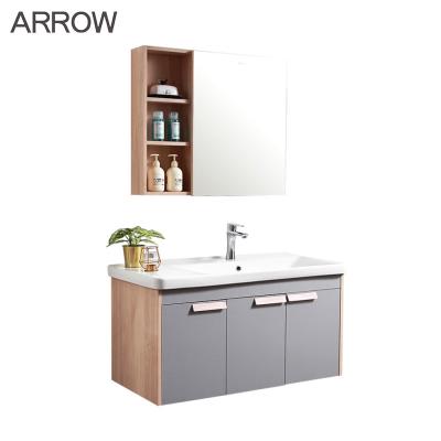 China ARROW Wall Bathroom Cabinet Water Proof Washroom Vanity Combo Basin Mirror Lavatory for sale