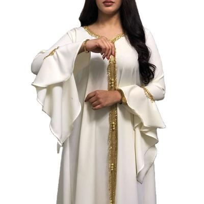 China New Design Women's Dress 2022 Muslim Long Sleeve Sequin Abaya Seamless Embroidered Sequin Abaya Dresses Luxurious Kaftan Lace for sale