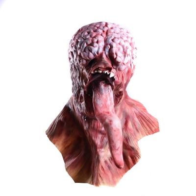 China Latex Adults The Great Zombie Horror Cosplay Realistic Bloody Party Latex Tongue Halloween Mask for sale